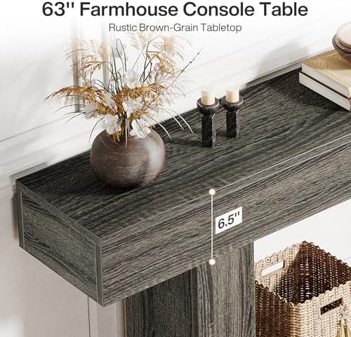 Tribesigns 63" Console Table, Farmhouse 2-Tier Entryway Table - Image 5