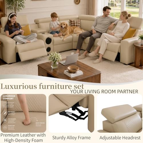 Leather Power Reclining Sectional Sofa - Image 5