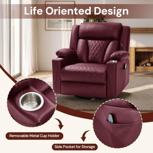 Korser Oversized Recliner Chair, 360° Swivel Rocker Recliner - Image 6