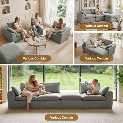 108" Cloud Sectional Couches for Living Room, Oversized Boneless Modular L - Image 5