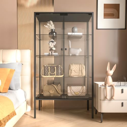 LFT HUIMEI2Y 4-Tier Glass Display Cabinet, Iron Frame Display Case - Image 5