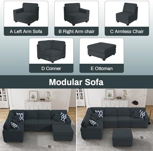 Legend Vansen Oversized Modular Sectional Sofa, U/L‑Shaped Reversible Couch - Image 4