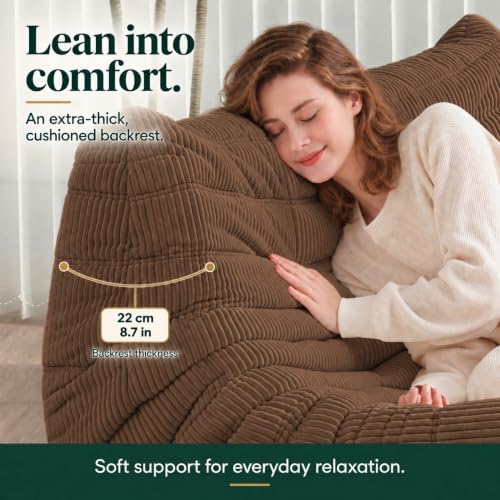 N&V Fireside Loveseat, Mid Century Armless Twin Size Floor Sofa, Soft Premium - Image 4
