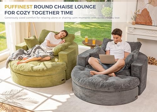 MAXYOYO Oversized Round Chaise Lounge Sofa, Boneless Chair - Image 4