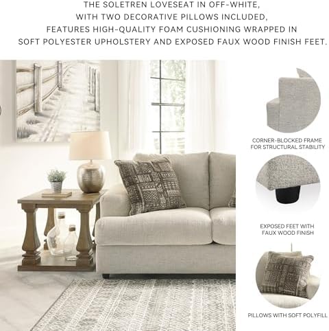 Signature Design by Ashley Soletren Loveseat, Stone Chenille Sofa Couch - Image 5
