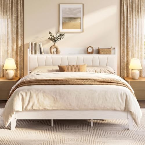 LIKIMIO King Bed Frame with Storage Headboard and Charging Station by LIKIMIO