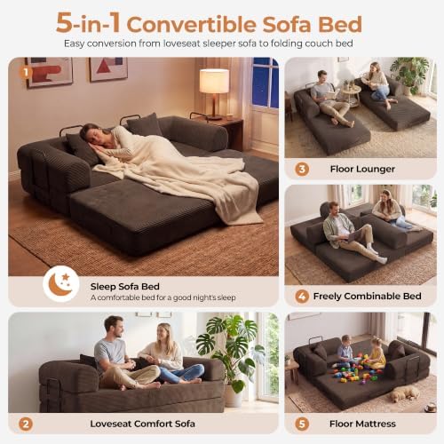79" Convertible Futon Sofa Bed, Boneless Couch - Image 3