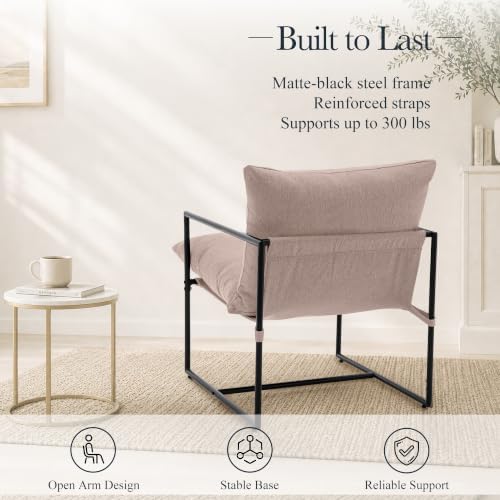 Modern Accent Chair, Upholstered Reading Sling Chair - Image 5