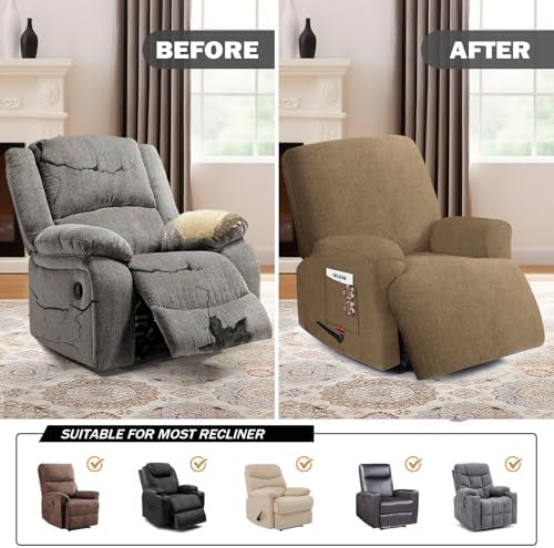 Oversized 3 Pieces Stretch Recliner Chair Covers - Image 4