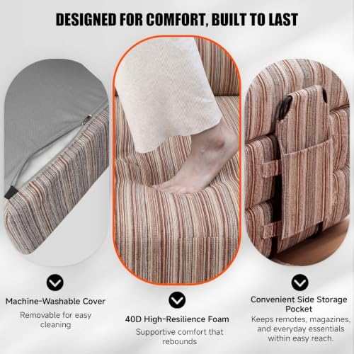 79" Memory Foam Sofa Bed, High Headrest Convertible Futon Boneless Couch - Image 6