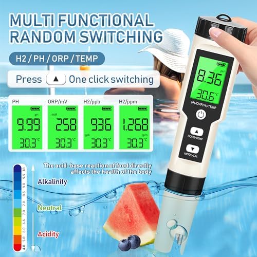 Hydrogen Water Tester 4 in 1 PH, pH Meter ORP Meter Hydrogen Tester - Image 5