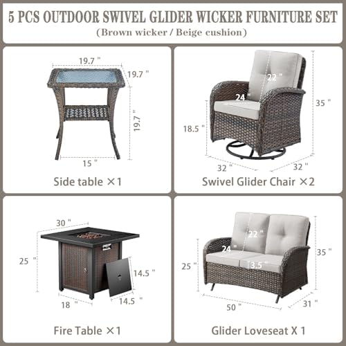 Belord 5 Pieces Patio Furniture Set - Image 3