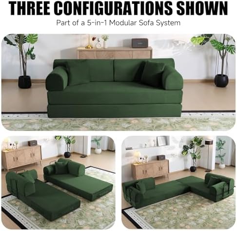 79" Memory Foam Sofa Bed, High Backrest Convertible Futon Boneless Couch - Image 3