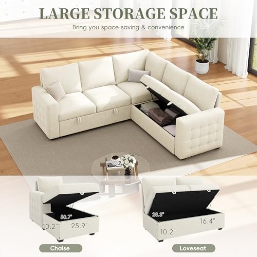 86" Sectional Sleeper Sofa Bed, 5 Seat Pull Out Couch - Image 5
