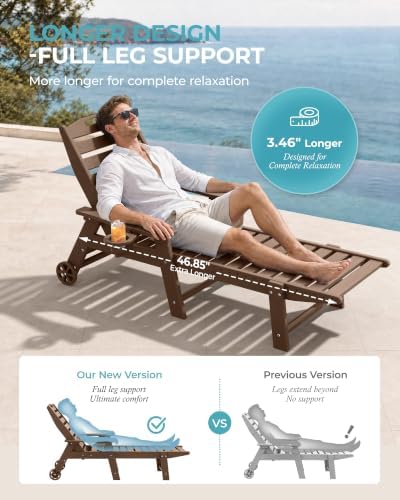 Ciokea Outdoor Chaise Lounge Chair, HDPE Patio Lounge Chair - Image 4