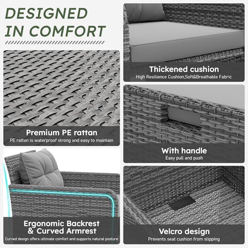 LHBcraft 5 Piece Patio Furniture Set, PE Wicker Outdoor Furniture Set - Image 2
