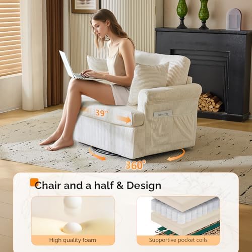 VINGL 39.2" Wide 360° Swivel Accent Armchairs - Image 4