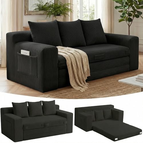 Boneless Couch, 3 Seater Boneless Couch Bed – 3-in-1 Convertible Sleeper Sofa by Winzoo
