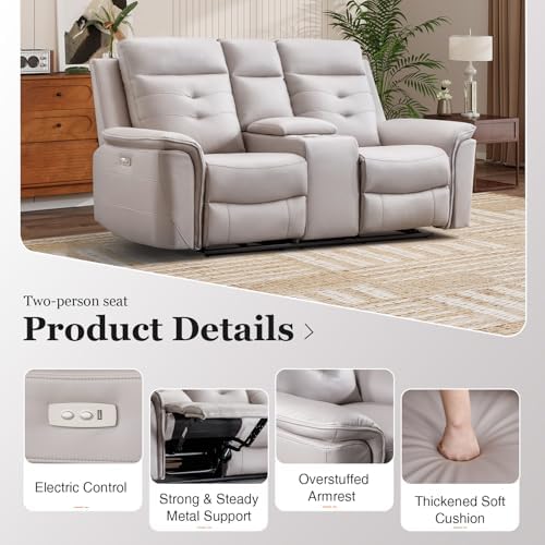 EBELLO Power Recliner Sofa Set, Faux Leather 2 Adjustable Single Recliner - Image 3