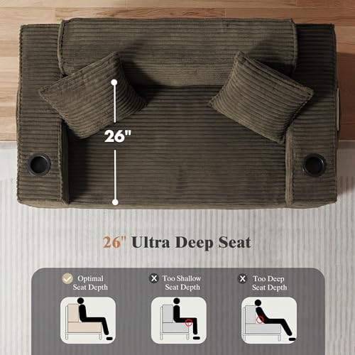61" Boneless Sofa Couches with Cup Holder, 2 Seat Loveseat Sofas with Side - Image 6