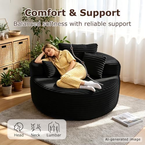 Oversized Chaise Lounge Chair Indoor, Boneless Sleeper Sofa Bed - Image 4