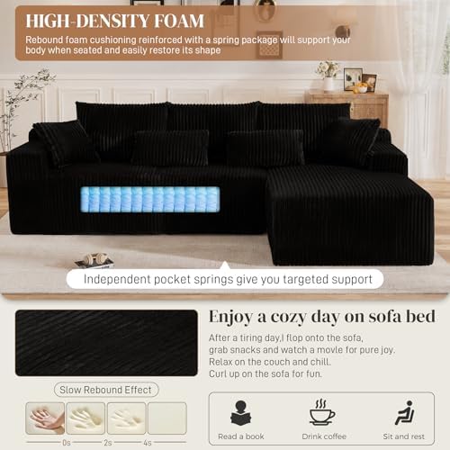 110" L Shaped Cloud Boneless Sectional Couches - Image 3