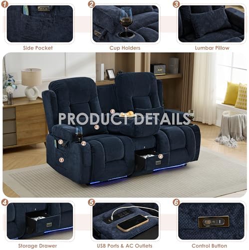 TUNYI Wall Hugger Loveseat Recliner Sofa - Image 6