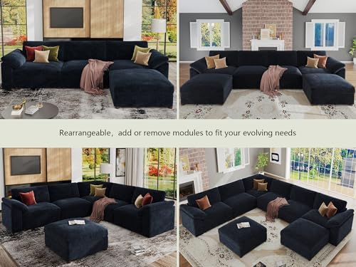 EASE MOOSE Blue Modular Sectional Couch, Oversized Deep Seat L Shape Sectional - Image 6