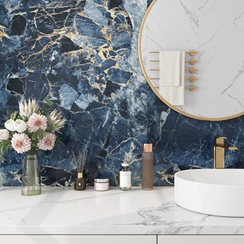 LACHEERY Dark Blue and Gold Marble Contact Paper 160 x 36 Inch Wide Renter - Image 5