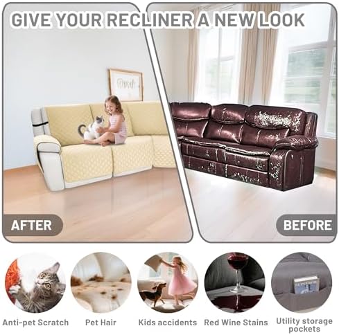 Waterproof Sectional Reclining Couch Covers L Shaped Recliner Sectional Sofa - Image 6