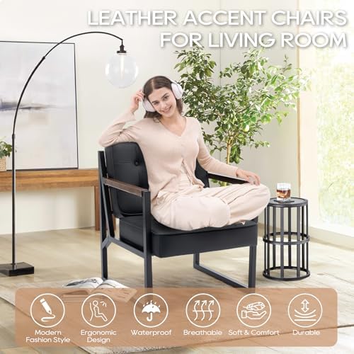 COLAMY Mid Century Modern Accent Chair Set of 2, Comfy Living Room Chair - Image 5