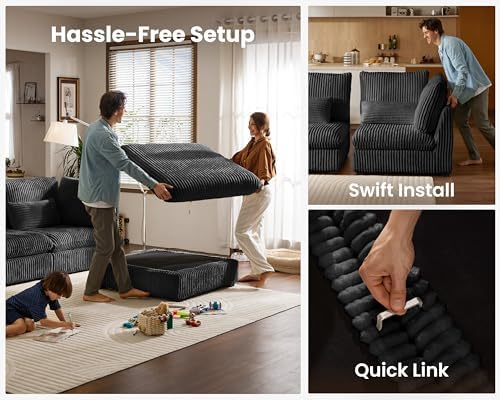 154" Oversize Corduroy Modular Sectional Sofa Couches - Image 6