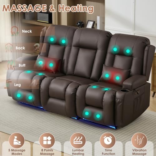 TUNYI Wall Hugger Loveseat Recliner Sofa - Image 4