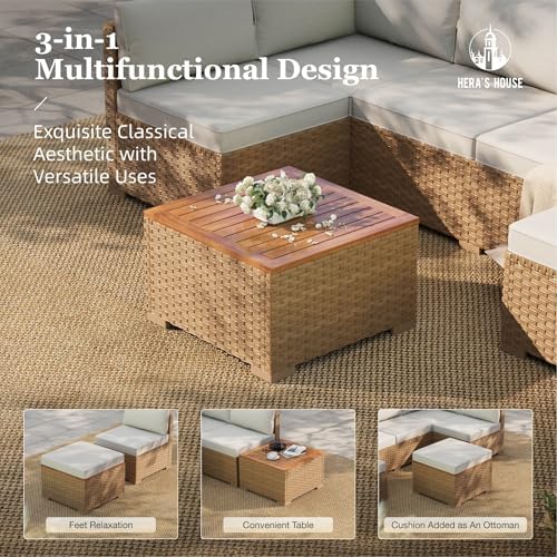 HERA'S HOUSE 5-Piece Wicker Rattan Patio Sectional Set - Image 6