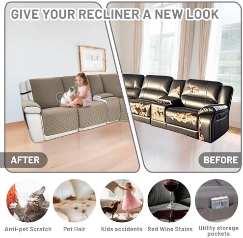 Waterproof Sectional Reclining Couch Covers L Shaped Recliner Sectional Sofa - Image 6