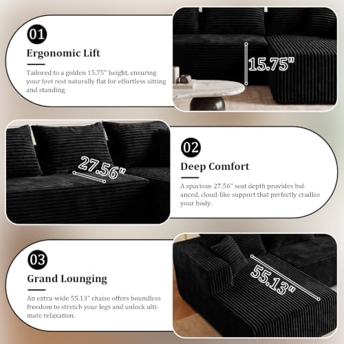 L-Shaped Sectional Boneless Cloud Couch - Image 4