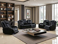 Power Recliner Sofa Set with Drop-Down Table, 3-Piece Leather Reclining Sofa by Toseslo