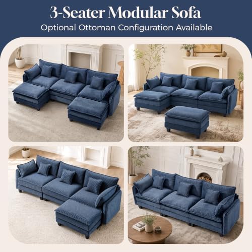 Corduroy Cloud Couch Modular Sectional Sofa, Oversized Deep Seat Modern - Image 7