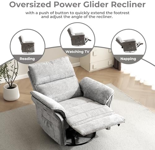 Oversized Power Recliner Chair Swivel Glider - Image 5