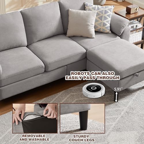 Convertible Sectional Sofa Set, Linen 3 Seater Sofa and Loveseat Set - Image 6