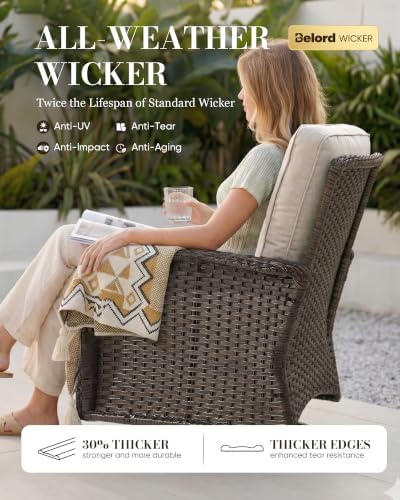 Belord Patio Wicker Chairs Swivel Rocker - Image 4
