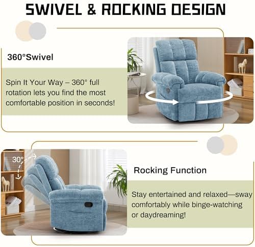 Korser Recliner Chair, Swivel Rocker Recliner Chair - Image 3