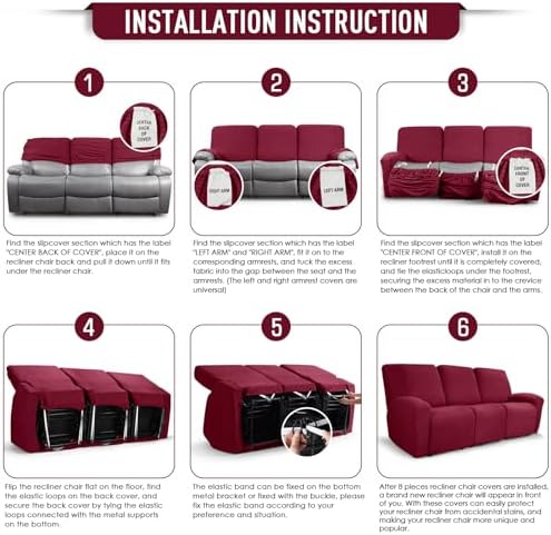 TAOCOCO Stretch Recliner Sofa Covers 8 Piece - Image 6