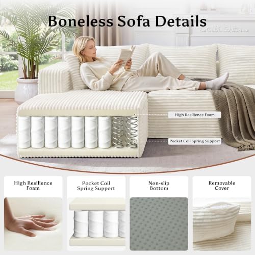 92.5" U-Shaped Boneless Modular Sectional Sofa, 3 Seater Sofa - Image 6