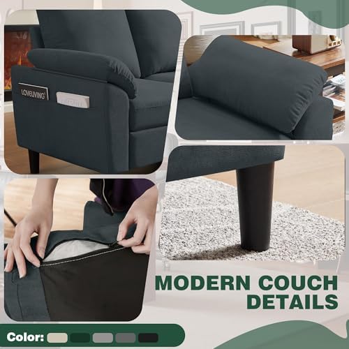 79" Convertible Sectional Sofa Set, Modern Linen Small L Shaped Couch - Image 4