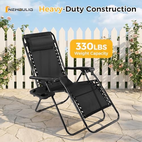 NEWBULIG Zero Gravity Chairs Set of 2, Folding Lounge Recliner Chair - Image 4