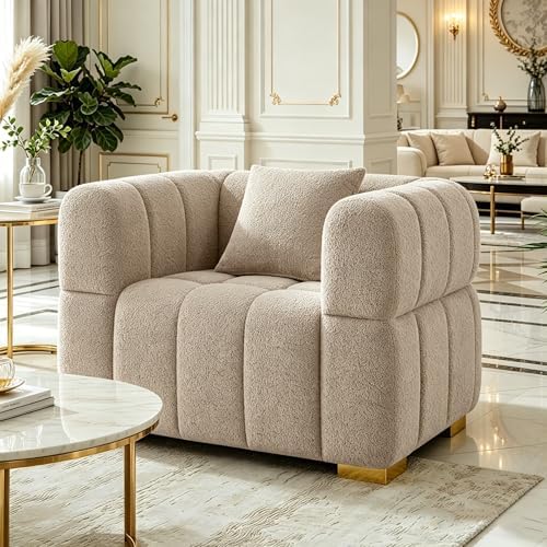 VANOMi 44.09" Oversized Accent Chair, Boucle Armchair by VANOMi