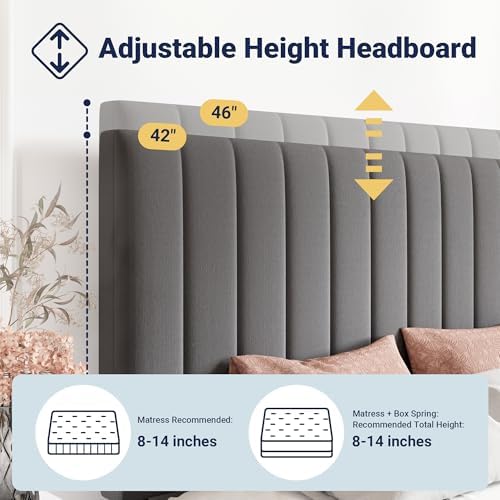 Allewie Full Size Storage Bed Frame, Vertical Channel Tufted Adjustable - Image 4