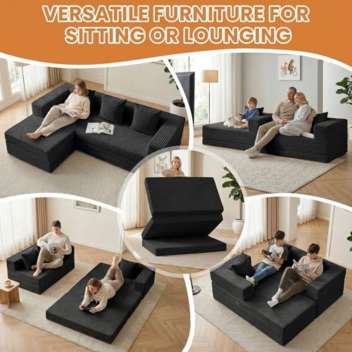 96" Boneless Couch for Living Room, Oversized Modular Sectional Sofa Bed - Image 4