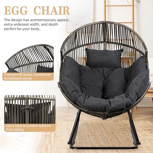 Vongrasig Wicker Egg Chair PE Rattan Rocking Chair - Image 4